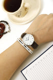 Daniel Wellington Dapper York Quartz White Dial Dark Brown Leather Strap Watch For Women - DW00100097 Authentic Buy Shop Now