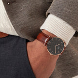 Daniel Wellington Classic St Mawes Black Dial Brown Leather Strap Watch For Men - DW00100124 Authentic Buy Shop Now