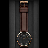 Daniel Wellington Classic St Mawes Black Dial Brown Leather Strap Watch For Men - DW00100124 Authentic Buy Shop Now