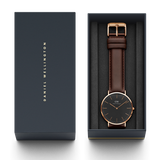 Daniel Wellington Bristol Black Dial Brown Leather Strap Watch For Men - DW00100125 Authentic Buy Shop Now
