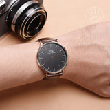 Daniel Wellington Bristol Black Dial Brown Leather Strap Watch For Men - DW00100125 Authentic Buy Shop Now