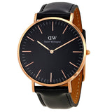 Daniel Wellington Classic Sheffield Black Dial Black Leather Strap Watch For Men - DW00100127 Authentic Buy Shop Now