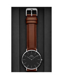 Daniel Wellington Classic St Mawes Black Dial Brown Leather Strap Watch For Men - DW00100130 Authentic Buy Shop Now