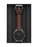 Daniel Wellington Classic Bristol Black Dial Brown Leather Strap Watch For Men - DW00100131