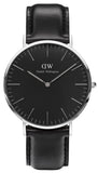 Daniel Wellington Classic Sheffield Black Dial Black Leather Strap Watch For Men - DW00100133