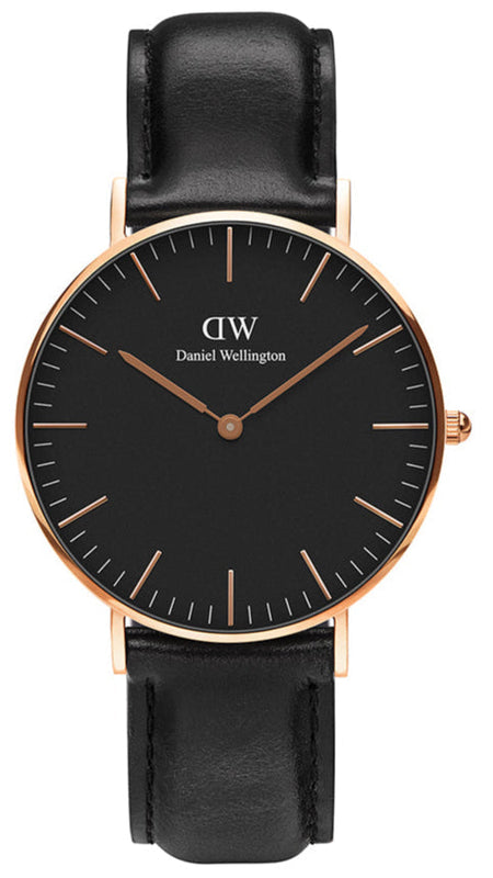 Daniel Wellington Classic Sheffield Black Dial Black Leather Strap Watch For Women - DW00100139 Authentic Buy Shop Now