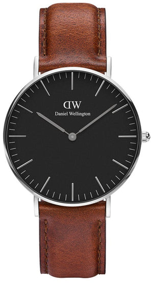 Daniel Wellington Classic Durham Black Dial Brown Leather Strap Watch For Women - DW00100142 Authentic Buy Shop Now