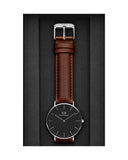 Daniel Wellington Classic Durham Black Dial Brown Leather Strap Watch For Women - DW00100142 Authentic Buy Shop Now