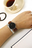 Daniel Wellington Classic Durham Black Dial Brown Leather Strap Watch For Women - DW00100142 Authentic Buy Shop Now
