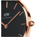 Daniel Wellington Classic Melrose Black Dial Rose Gold Mesh Bracelet Watch For Women - DW00100161 Authentic Buy Shop Now