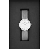 Daniel Wellington Petite Sterling White Dial Silver Mesh Bracelet Watch For Women - DW00100164 Authentic Buy Shop Now