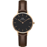 Daniel Wellington Classic Petite Bristol Black Dial Brown Leather Strap Watch For Women - DW00100165 Authentic Buy Shop Now