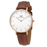 Daniel Wellington Petite St Mawes White Dial Brown Leather Strap Watch For Women - DW00100175 Authentic Buy Shop Now