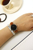 Daniel Wellington Petite Sterling Black Dial Brown Leather Strap Watch For Women - DW00100178 Authentic Buy Shop Now