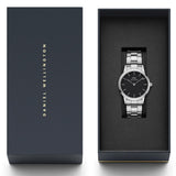 Daniel Wellington Iconic Link Black Dial Silver Steel Strap Watch For Women - DW00100206 Authentic Buy Shop Now
