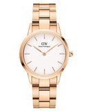 Daniel Wellington Iconic Link White Dial Rose Gold Steel Strap Watch For Women - DW00100211 Authentic Buy Shop Now
