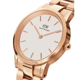 Daniel Wellington Iconic Link White Dial Rose Gold Steel Strap Watch For Women - DW00100211 Authentic Buy Shop Now