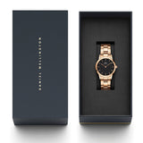 Daniel Wellington Iconic Link Analog Black Dial Rose Gold Steel Strap Watch For Women - DW00100214 Authentic Buy Shop Now