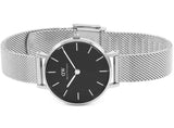 Daniel Wellington Petite Sterling Black Dial Silver Mesh Bracelet Watch For Women - DW00100218 Authentic Buy Shop Now