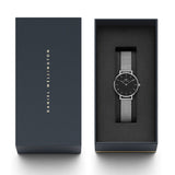 Daniel Wellington Petite Sterling Black Dial Silver Mesh Bracelet Watch For Women - DW00100218 Authentic Buy Shop Now