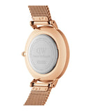Daniel Wellington Classic Petite Melrose Black Dial Rose Gold Mesh Bracelet Watch For Women - DW00100217 Authentic Buy Shop Now