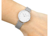 Daniel Wellington Petite Sterling White Dial Silver Mesh Bracelet Watch For Women - DW00100220 Authentic Buy Shop Now