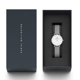 Daniel Wellington Petite Sterling White Dial Silver Mesh Bracelet Watch For Women - DW00100220 Authentic Buy Shop Now