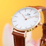 Daniel Wellington Classic Petite St Mawes White Dial Brown Leather Strap Watch For Women - DW00100231 Authentic Buy Shop Now