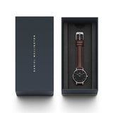 Daniel Wellington Classic Petite Bristol Black Dial Brown Leather Strap Watch For Women - DW00100233 Authentic Buy Shop Now