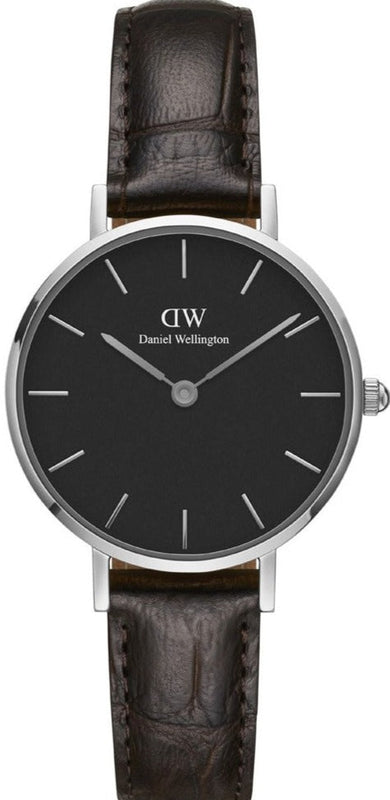 Daniel Wellington Classic Petite York Black Dial Brown Leather Strap Watch For Women - DW00100238 Authentic Buy Shop Now