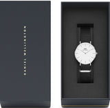 Daniel Wellington Classic Petite Cornwall White Dial Black NATO Strap Watch For Women - DW00100254 Authentic Buy Shop Now