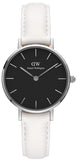 Daniel Wellington Classic Petite Bondi Black Dial White Leather Strap Watch For Women - DW00100284 Authentic Buy Shop Now