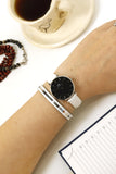 Daniel Wellington Classic Petite Bondi Black Dial White Leather Strap Watch For Women - DW00100284 Authentic Buy Shop Now