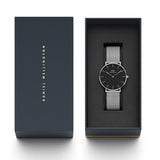 Daniel Wellington Petite Sterling Black Dial Silver Mesh Bracelet Watch For Women - DW00100304 Authentic Buy Shop Now