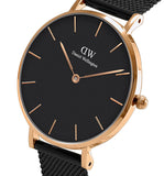 Daniel Wellington Petite Ashfield Black Dial Black Mesh Strap Watch for Women - DW00100307 Authentic Buy Shop Now