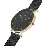 Daniel Wellington Petite Ashfield Black Dial Black Mesh Strap Watch for Women - DW00100307 Authentic Buy Shop Now