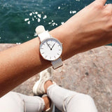 Daniel Wellington Classic Dover White Dial White Nylon Strap Watch For Women - DW00100309 Authentic Buy Shop Now