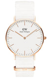 Daniel Wellington Classic Dover White Dial White Nylon Strap Watch For Women - DW00100309 Authentic Buy Shop Now