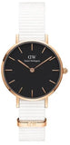 Daniel Wellington Classic Petite Dover Black Dial White NATO Strap Watch For Women - DW00100314 Authentic Buy Shop Now