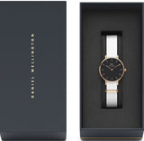 Daniel Wellington Classic Petite Dover Black Dial White NATO Strap Watch For Women - DW00100314 Authentic Buy Shop Now