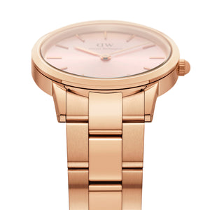 Daniel Wellington Iconic Donna Pink Dial Rose Gold Steel Strap Watch For Women - DW00100331 Authentic Buy Shop Now