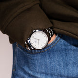 Daniel Wellington Iconic White Dial Silver Steel Strap Watch For Men - DW00100341 Authentic Buy Shop Now
