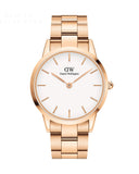 Daniel Wellington Iconic Link White Dial Gold Steel Strap Watch For Men - DW00100343 Authentic Buy Shop Now