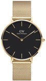 Daniel Wellington Petite Evergold Black Dial Gold Mesh Strap Watch For Women - DW00100345 Authentic Buy Shop Now