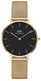 Daniel Wellington Classic Petite Black Dial Gold Mesh Bracelet Watch For Women - DW00100347 Authentic Buy Shop Now
