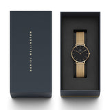Daniel Wellington Classic Petite Black Dial Gold Mesh Bracelet Watch For Women - DW00100347 Authentic Buy Shop Now