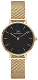 Daniel Wellington Classic Petite Evergold Black Dial Gold Mesh Bracelet Watch For Women - DW00100349 Authentic Buy Shop Now