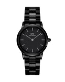Daniel Wellington Iconic Link Ceramic Black Dial Black Steel Strap Watch For Women - DW00100415 Authentic Buy Shop Now