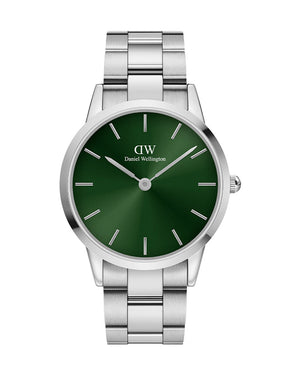 Daniel Wellington Iconic Link Emerald Green Dial Silver Steel Strap Watch For Men - DW00100427