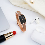 Daniel Wellington Quadro Melrose Black Dial Rose Gold Mesh Bracelet Watch For Women - DW00100432 Authentic Buy Shop Now